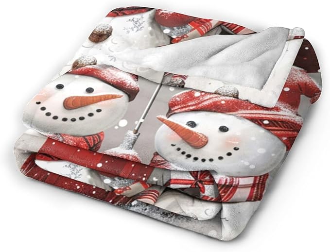 Tijuboni Snowman Throw Blanket for Girls Boys Women Men Kids Adults Soft Flannel Fleece Blanket for Couch Sofa Bed Home Decor 60"x80"