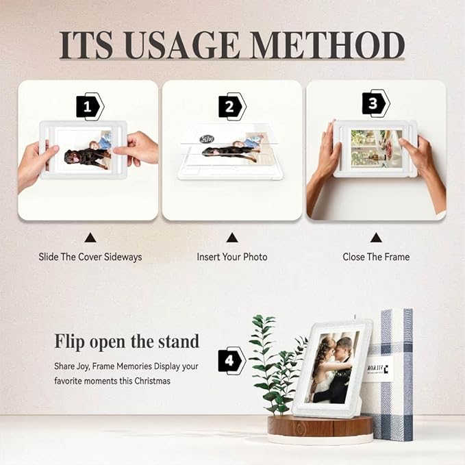 Crystal 5x7 Picture Frame with Acrylic Front 3 Pack, ABS Frame for 5x7 or 4x8 Photos, Shatterproof UV-Resistant Tabletop Photo Frame, Vertical/Horizontal Display for Home Décor