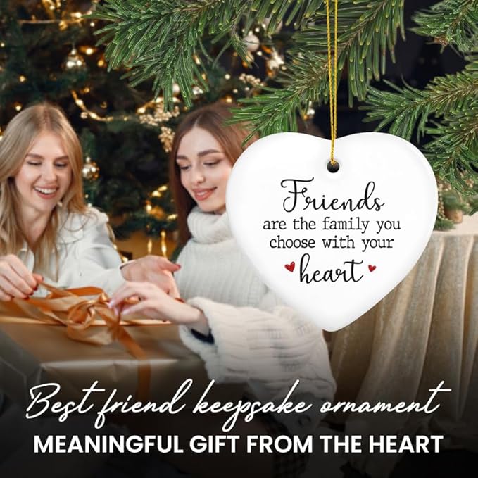 GEEMBI Christmas Friendship Gifts for Women Friends - Ceramic Christmas Ornaments 2025 for Tree Decorations - Friend Gifts for Women, Friend Gift for Xmas Decorations, Inspirational Gift for Friends
