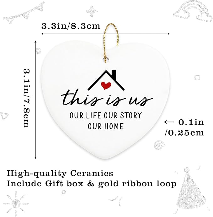 Our Life Our Story Our Home Warming Gifts Hanging Ornament Housewarming Gifts New Home for Women Men Couple New Homeowners Christmas Tree Decoration Heart Ornament