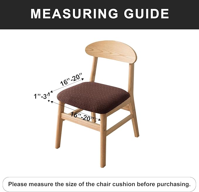 Genina Seat Covers for Dining Room Chair Seat Slipcovers Kitchen Chair Covers (Chocolate, 6 Pcs)