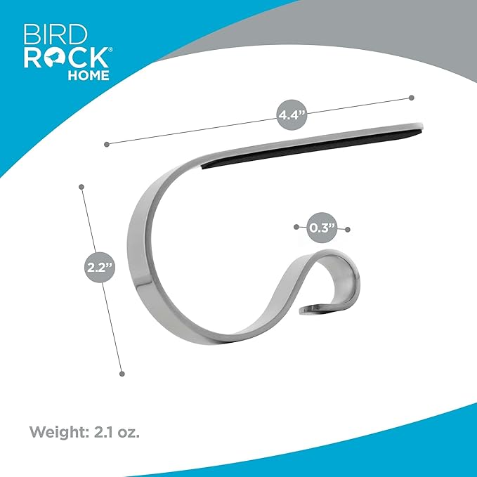 BIRDROCK HOME Christmas Stocking Mantel Hooks - Metal Fireplace Hanger with Non-Slip Pads - Holds Up to 10 lbs - Ideal for Hanging Stockings & Holiday Decor - 4 Pack, Mantel Hooks (Royal Silver)