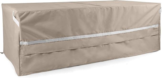 Covermates Prestige Rectangular Ottoman Cover – Premium 900D Polyester with Drawcord Hem, Covered Mesh Vents & Double-Stitched Seams for Outdoor Seating Protection, 32W x 24D x 18H, Clay