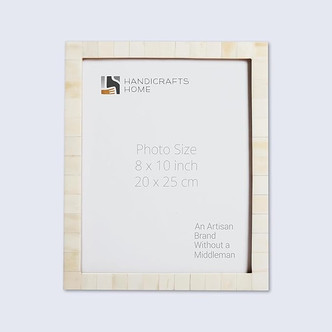 Handicrafts Home White 8x10 Picture Frame for Modern Minimalist Home Decor, Wedding Gift, Farmhouse Wall Decor, Boho Shelf Styling, Vintage Bone inlay Frames for Aesthetic & Living Room Picture Frame