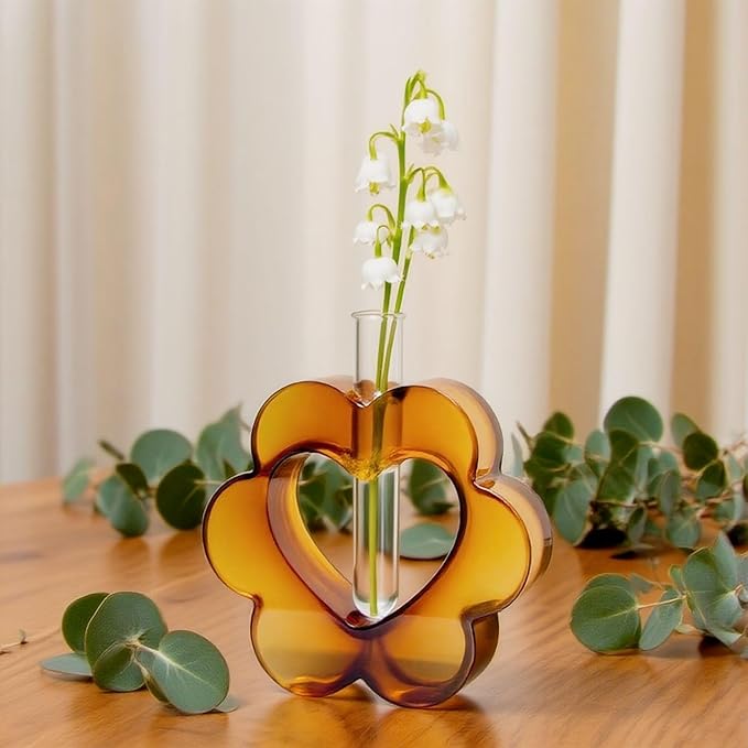 Vase Resin Molds with 3 Test Tube Heart Resin Silicone Vase Mold for Epoxy Resin Casting Hydroponic Flower Preservation DIY Wedding Centerpiece Home Decor (Flower Shape)