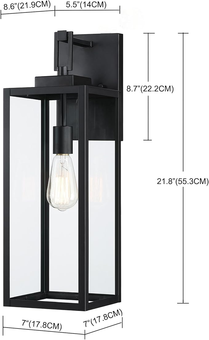 22" Large Black Outdoor Sconce, 22 Inch Outdoor Wall Lantern for House Exterior Wall Light for Garage Wall Sconce Extra Large Porch Light for House Outside, E26, 1 Pack