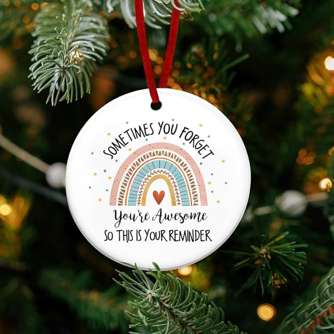Christmas Inspirational Gifts for Women Men - Ceramic Christmas Ornaments 2025 for Tree Decorations - Motivational Thank You Employee Appreciation Gifts for Coworker Friends, Stocking Stuffers