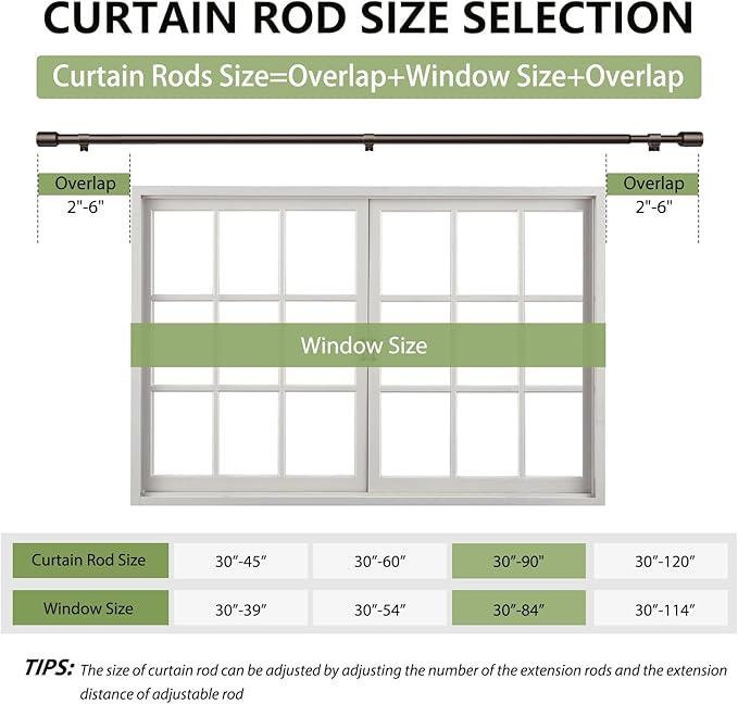 5/8” Diameter Curtain Rods 30-120 Inch, for 30-114 Inch Windows, Adjustable Splicing Antique Bronze Curtain Rods for Windows with Brackets, Window Rod Long Small Curtains Rod