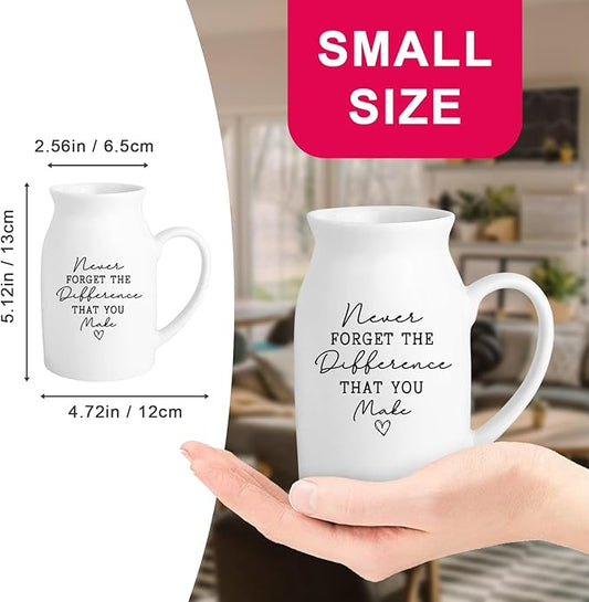 Thank You Gifts for Women Coworker Friend, Small Ceramic Flower Vase, Inspirational Farewell Going Away Funny Coffee Mug Gifts for Boss Mentor Manager Teacher Nurse Office Desk Decor (No Plants)