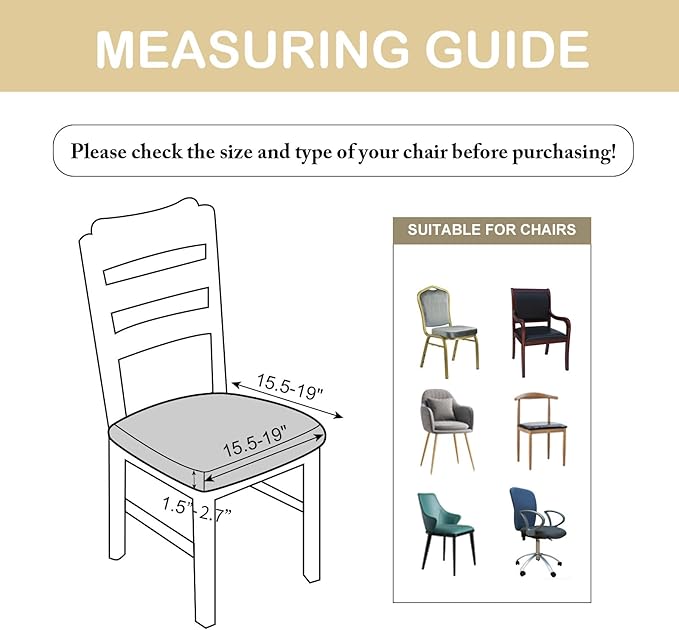 Waterproof Seat Cover for Dining Room Chair Seat Covers Washable Kitchen Chair Seat Slipcovers Protector (Chocolate, 2 PCS)