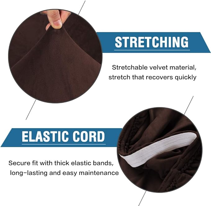 H.VERSAILTEX Velvet Dining Chair Covers Stretch Chair Covers for Dining Room Set of 6 Parson Chair Slipcovers Chair Protectors Covers Dining, Soft Thick Solid Velvet Fabric Washable, Brown