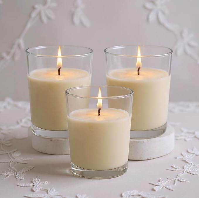 Mister Candle – Set of 9 Jasmine Scented Votive Candles in Glass Holders, Hand Poured Soy Wax, 10 Hour Burn Time, Aromatherapy Candles for Spa, Weddings, Parties, Gifts