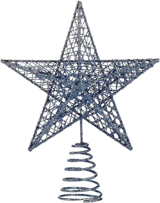 BinaryABC Christmas Tree Topper Star,Glittering Christmas Tree Decoration Ornaments,20cm (Dusty Blue)