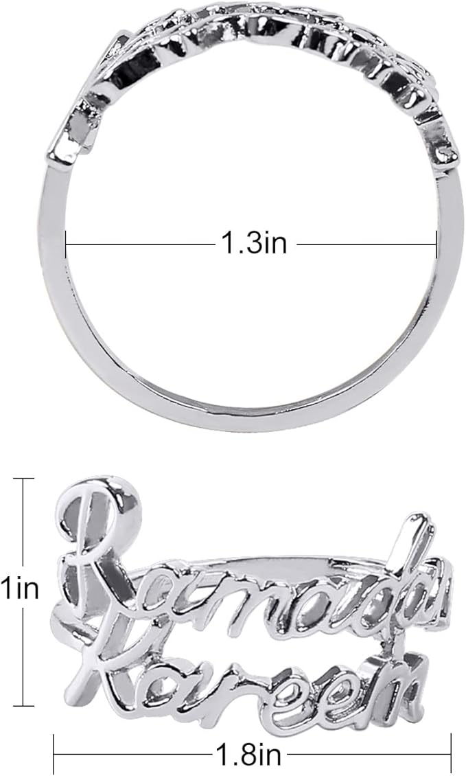 Ramadan Napkin Rings Set of 12, Silver Mardi Gras Napkin Rings with Ramadan Kareem Letters, Metal Napkin Rings Holder for Eid Mubarak Party, Ramadan Festival Dinner Table Decoration(Silver)
