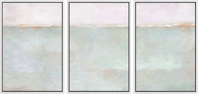 SIGNWIN Framed Canvas Print Wall Art Set Grunge Multicolor Pastel Landscape Shapes Abstract Illustrations Modern Art Decorative Nordic Chic Zen for Living Room, Bedroom, Office - 16"x24"x3 White