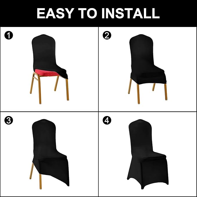 SuperO Waterproof Spandex Chair Cover 12PCS, Stretch Dining Chair Covers, Polyester Outdoor Chair Covers, Protector Stretch Chair Cover for Party Universal, Banquet, Wedding Event, Hotel(Blue Mist)