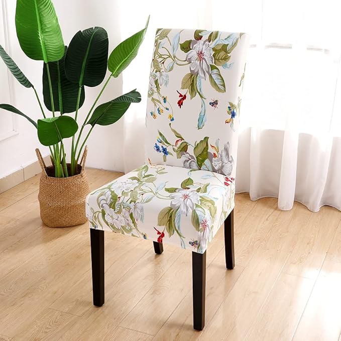 Senllori Dining Room Chair Covers Set of 6,Printed Pattern Parsons Chair Slipcovers Removable Washable Kitchen Seat Dining Chairs Protector Cover for Home or Party