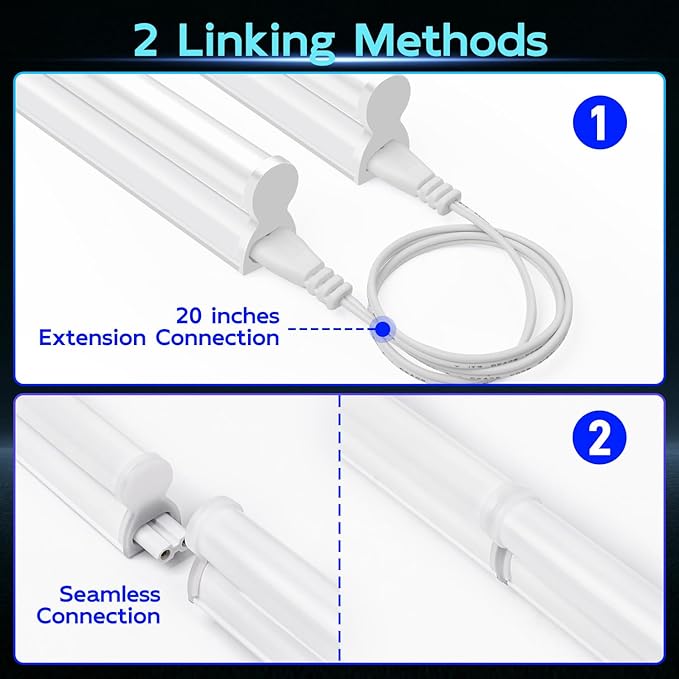 hykolity 10 Pack LED Shop Light 4FT, T5 Integrated Single Fixture, 22W, 2200lm, 6500K Super Bright White, Linkable Shop Light, Utility Shop Lights, Corded Electric W/Built-in ON/Off Switch