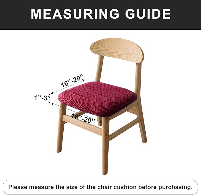Genina Seat Covers for Dining Room Chair Seat Slipcovers Kitchen Chair Covers (Wine Red, 4 Pcs)