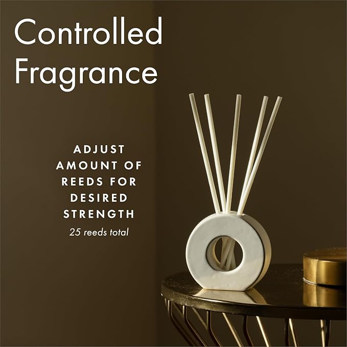 ScentAir Infused Liquidless Reeds | Includes 25 Flameless Reeds and 1 Decorative Vase, White | Essential Oil Aroma Diffuser Sticks | Fresh Spa Scents | Gifting Fragrance | Lavender Lemon Verbena