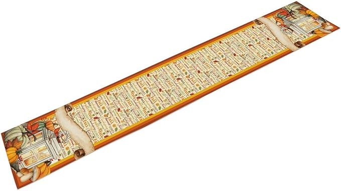 Fall Pumpkin Table Runner Rustic Farmhouse Mushrooms Leaves Berries Lanterns Thanksgiving Theme Home Decor for Farmhouse Indoor Outdoor Party Holiday Dining Kitchen Restaurant Cafe W13xL120in
