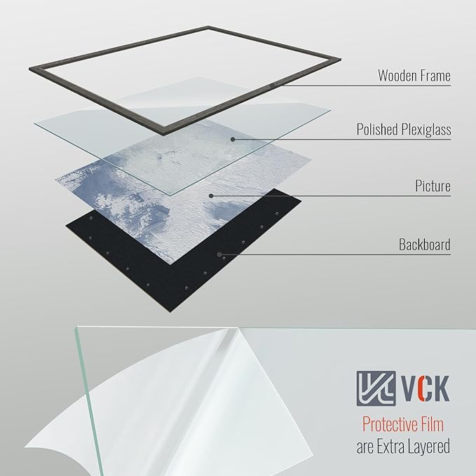 VCK 12x18 Poster Frame Set of 4 - Grey, Gallery-Quality Wood Picture Frames, 1.1-Inch Wide Border, Polished Plexiglass, Vertical or Horizontal Wall Display for Photo/Art/Prints, Grey
