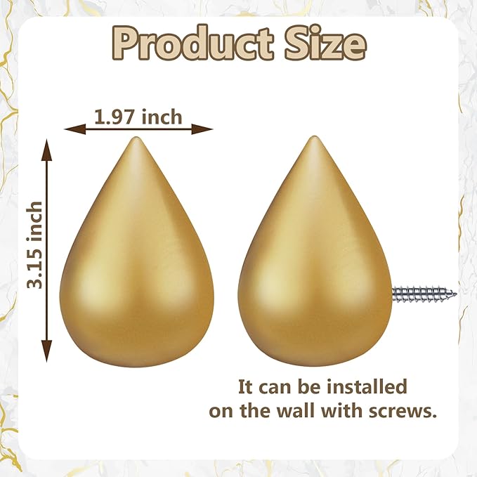 4 Pcs Resin Coat Hanger Hooks Water Drop Shaped Hat Rack Wall Mounted for Wall Dressing Room Decor