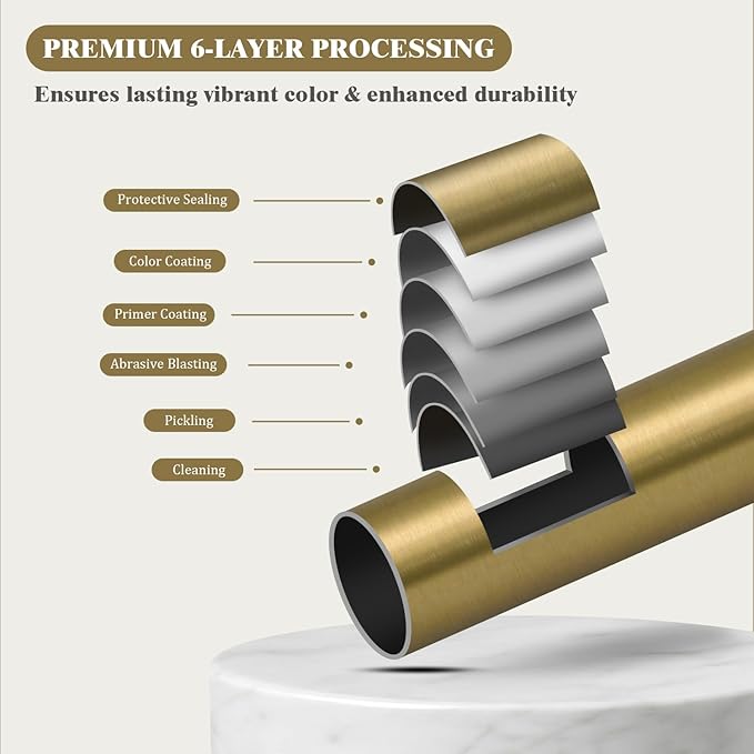 Oneach Heavy Duty Curtain Rods for Windows 72 to 144 Inch, 1 Inch Antique Gold Curtain Rod, Adjustable Length Rod with Metal Finials, Modern Decorative for Bedroom Kitchen Living Room (16 to 150 Inch)