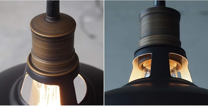 CLAXY Industrial Plug-in Barn Pendant Lighting Black Farmhouse Pendant Light with On/Off Switch 197 Inches Cord
