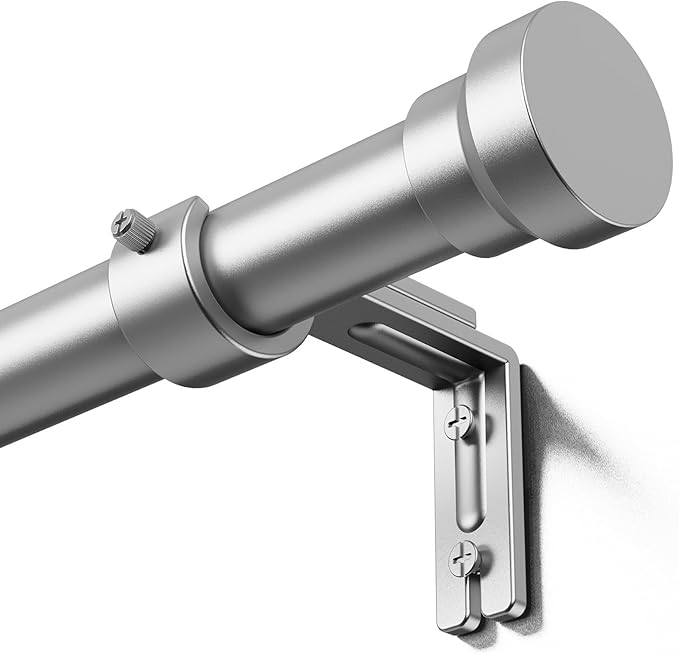 YaFex Curtain Rods 32-58 Inch, Heavy Duty 1 Inch Adjustable Curtain Rod for Windows, Silver Short Window Treatment Rods, Modern Design, Easy Installation