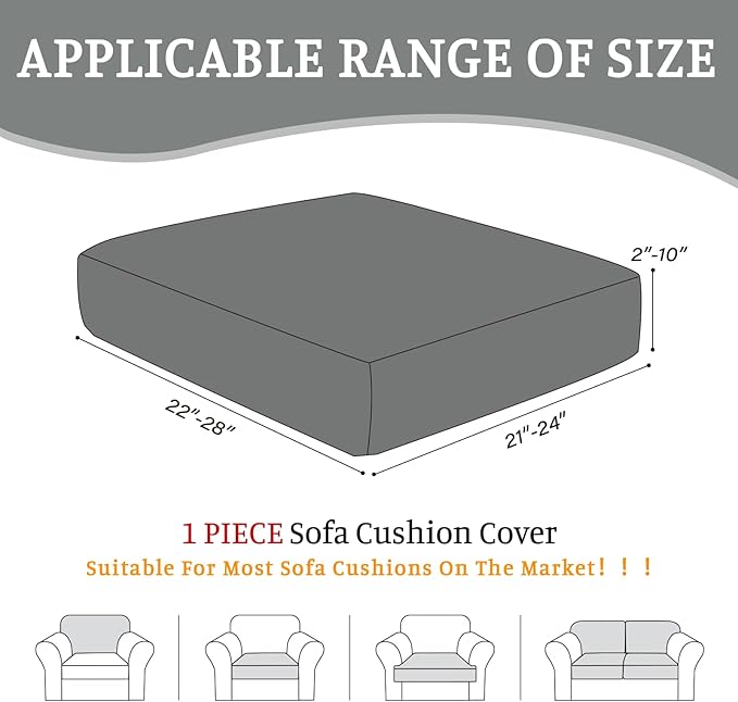 Sectional Couch Covers for Sofa Cushion L Shaped Couch Cover Washable Soft Couch Cushion Covers Stretch Sofa Slipcovers(1-Piece for Sofa Seat or Backrest, Light Grey)