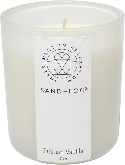 Sand + Fog Scented Candle - Tahitian Vanilla – Additional Scents and Sizes – 100% Cotton Lead-Free Wick - Luxury Air Freshening Jar Candles - Perfect Home Decor – 10oz