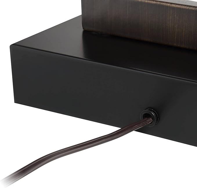 360 Lighting Todd Modern Minimalist Table Lamp with USB Charging Ports A+C and AC Power Outlet in Base 30" Tall Bronze Rectangular Oatmeal Fabric Shade Living Room Bedroom House Bedside Nightstand