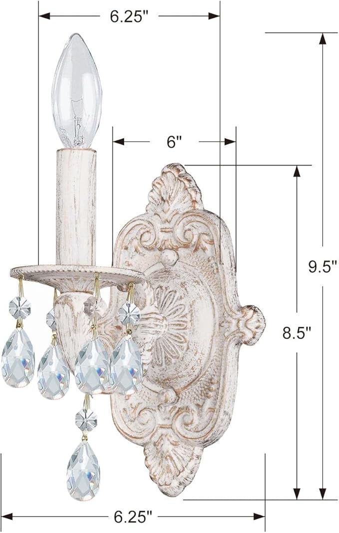 Paris Market 1 Light Spectra Crystal Antique White Sconce