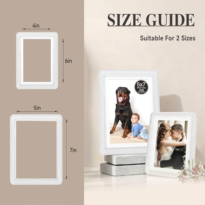 Crystal 5x7 Picture Frame with Acrylic Front 2 Pack, ABS Frame for 5x7 or 4x7 Photos, Shatterproof UV-Resistant Tabletop Photo Frame, Vertical/Horizontal Display for Home Décor