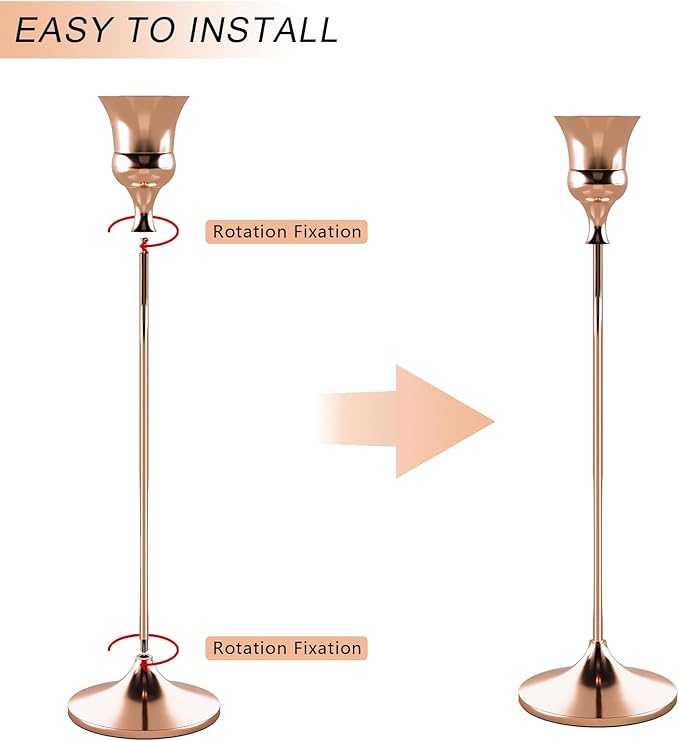 Candlestick Holders Rose Gold, 12 Packs Taper Candle Holder for Candlesticks, Candle Sticks Holder Decor for Home Decor