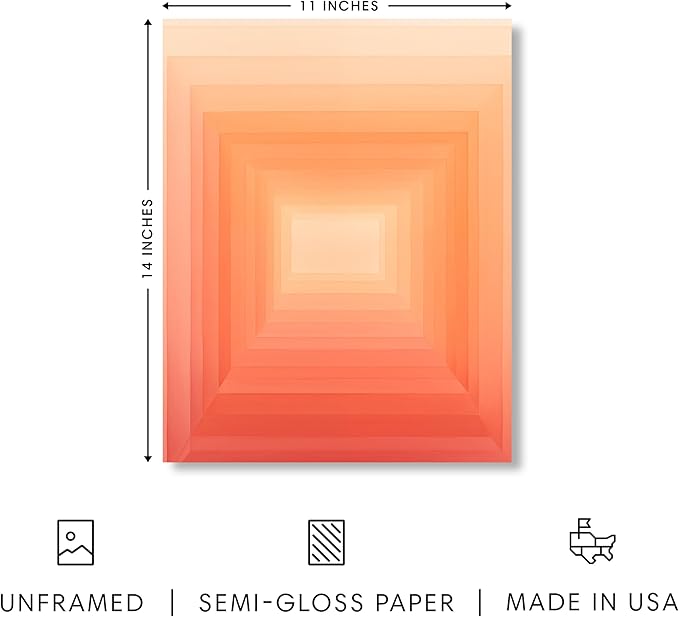 HAUS AND HUES Colorful Abstract Wall Art - Minimalist Retro Picture for Living Room Decor, Red and Pink Modern Wall Art Painting (Pink Geometric 2, Unframed, 11x14)