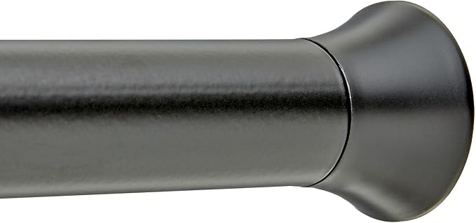 Amazon Basics Tension Curtain Rod, Adjustable 78-108" Width - Black, Classic Finial