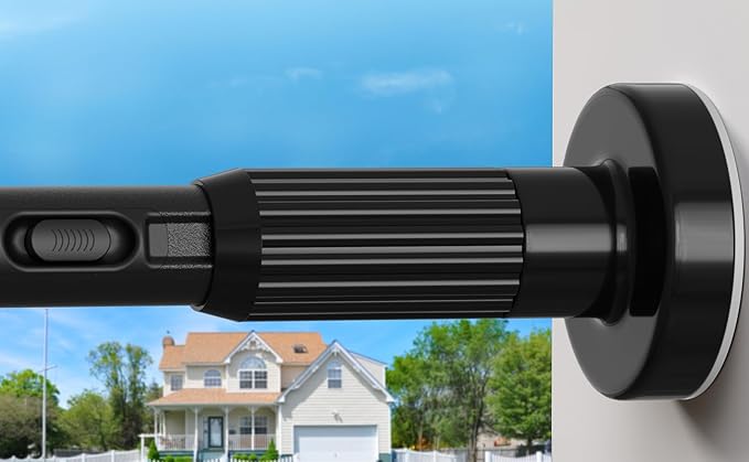 AIZESI 41-144 Inch Heavy Duty Black Tension Curtain Rod - No Drilling, Adjustable, Rust-Resistant for Outdoor, Living Room, Window, Bathroom