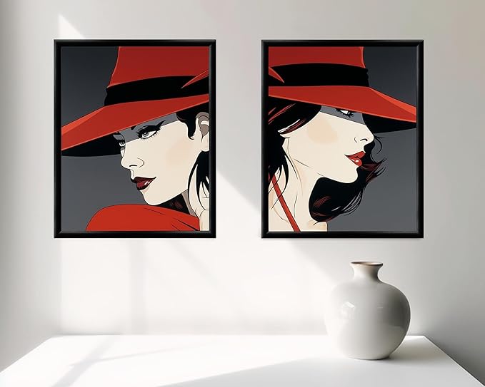 Art Shoppe Framed Print Wall Art, Vintage Wall Décor for Living Room, Bedroom, Office, High-Resolution Image on Premium Art Paper, 3/4" Frame with Plexiglass Front, Ready to Hang, 17”x21”, Set of 2