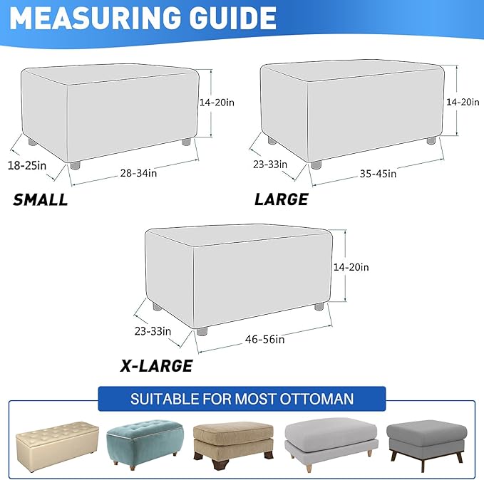 MAXIJIN Jacquard Ottoman Cover Slipcovers Folding Storage Stool Furniture Protector Cover Soft Thick Rectangle Foot Rest Slipcover with Elastic Bottom (Ottoman Small, Dark Gray)