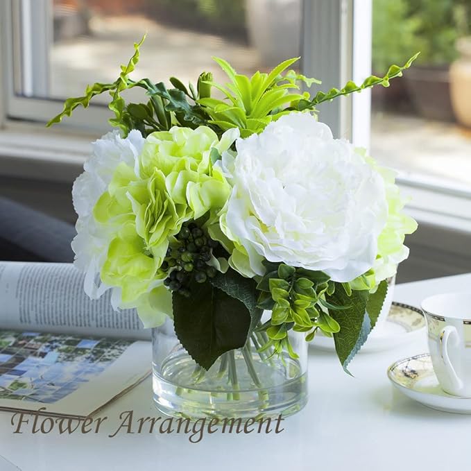 Enova Floral Clear Glass Cylinder Vase 5 x 5 Inches Round Flower Vase, Pillar Candle Hurricane Floating Candle Holder Vase, Small Floral Glass Vase for Decoration Home, Wedding Centerpiece (1 Piece)