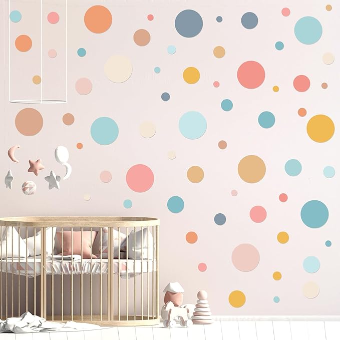 Zonon 264 Pcs Polka Dot Wall Decals for Classroom Decor Kids Circle Wall Sticker Vinyl Peel and Stick Colorful Removable for Nursery Bedroom Playroom Living Room(Bright Colors)
