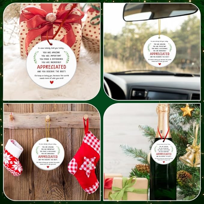 Christmas Inspirational Gifts for Women Men - Ceramic Christmas Ornaments 2025 for Tree Decorations - Motivational Teacher Appreciation Gifts for Coworker Friends, Stocking Stuffers for Women