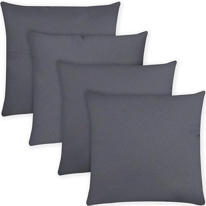 Covers & All Premium Square Throw Pillow Inserts with Covers Set of 4, 28 x 28 Inches Charcoal Gray, Decorative Cushions for Couch Sofa Home Decor Office Travel UV Resistant Waterproof Soft Cushions