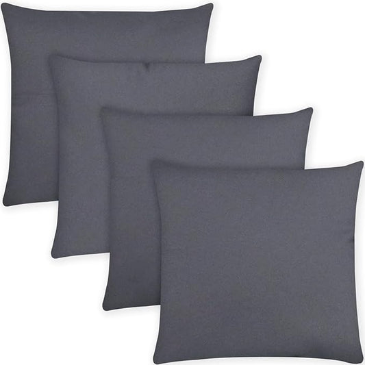 Covers & All Premium Square Throw Pillow Inserts with Covers Set of 4, 26 x 26 Inches Charcoal Gray, Decorative Cushions for Couch Sofa Home Decor Office Travel UV Resistant Waterproof Soft Cushions