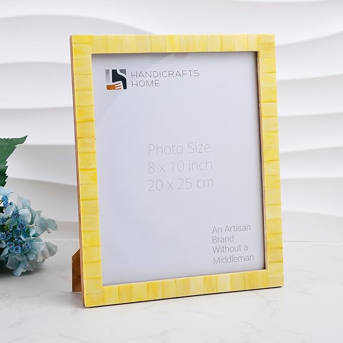 Handicrafts Home Yellow 8x10 Picture Frame for Modern Minimalist Home Decor, Wedding Gift, Farmhouse Wall Decor, Boho Shelf Styling, Vintage Bone inlay Frames for Aesthetic & Living Room Picture Frame