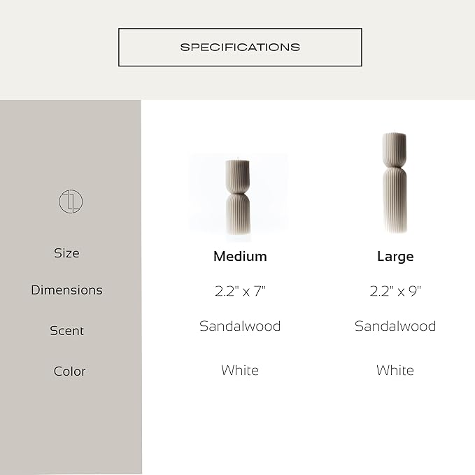 LAWA Hourglass Pillar Candle - Large Beautiful Handmade Pillar Scented Soy Wax Elegant Bubble Aesthetic Candle Housewarming Gift Home Room Shelf Decor Idea - White (Set of 2)
