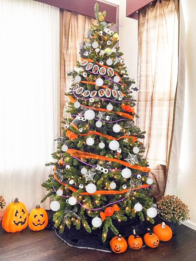 2.36" White Christmas Balls Ornaments 25 Pcs Shatterproof Christmas Ornaments Set Halloween Balls Ornaments White Ornament for Xmas Tree Holiday Party