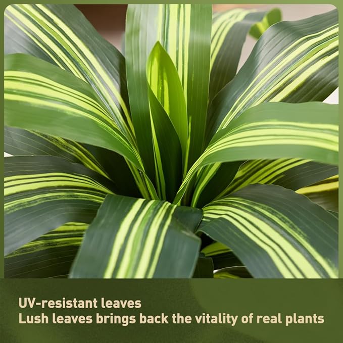 Artificial Dracaena Tree 5FT - Tall Faux Floor Plant with UV-Resistant,Artificial Plants with Lifelike Leaves,Potted Fake Trees for Home, Living Room,Indoor & Outdoor Decor,VN123(Yellow)
